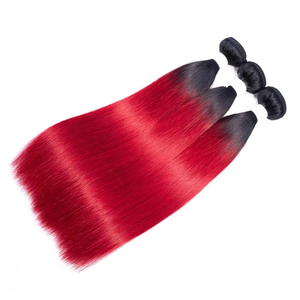 Extensiones de Cabello Remy Bohemio Virgen Más Vendidas, Color Rojo 1B, Liso, Doble Trama a Máquina, Sin Caída, para Salón de Belleza - Product Image 4