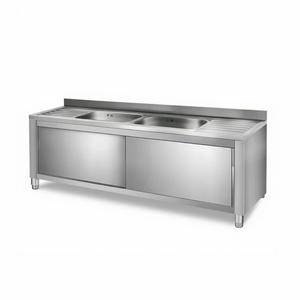 Fregadero Doble Comercial para Cocina con Mueble, <span class=keywords><strong>Banco</strong></span> <span class=keywords><strong>de</strong></span> Trabajo <span class=keywords><strong>de</strong></span> Acero Inoxidable, Estación <span class=keywords><strong>de</strong></span> Trabajo con Fregadero, Mesa <span class=keywords><strong>de</strong></span> Trabajo para Laboratorio - Product Image 2