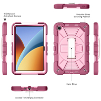 Étui et coque robustes pour tablette Redmi Pad 2 9,7 pouces avec béquille intégrée, sangle de main rotative et bandoulière