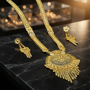 Venta al por mayor 14K 18K 24K Micro Gold Plated Floral Design Joyería tradicional, joyería de moda, Micro Gold Forming Long Jewelry Set. - Product Image 3