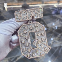 Liontin Mewah Berlian Moissanite Bentuk Marquise VVS untuk Hadiah Pesta, Model Angka Q, Full Iced Out, Perhiasan Khusus Pria Rapper Hip Hop