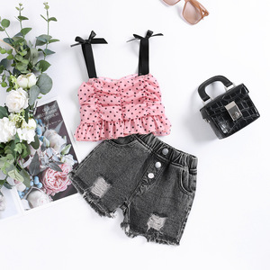 Vêtements en gros de haute qualité pour enfants, ensembles mignons et bon marché en 2 pièces, vêtements décontractés pour bébé fille en été, en provenance de Chine - Product Image 1