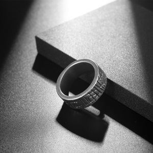 Men's Geometric Textured <b>Titanium</b> Steel <b>Ring</b> SA1099 Gift Jewelry - Product Image 2