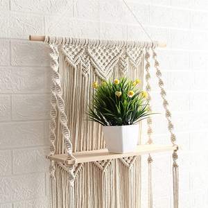 Décoration intérieure à 3 niveaux en macramé, cintres muraux pour plantes, <span class=keywords><strong>étagère</strong></span>s flottantes Boho - Product Image 6