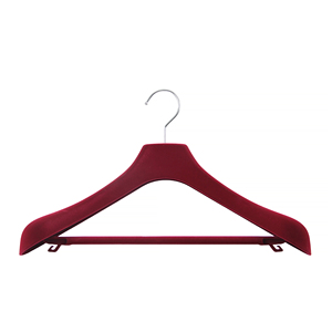 Cintre en velours rouge durable et élégant pour robe de mariée, cintre antidérapant avec barre transversale, couleur et logo personnalisés - Product Image 3