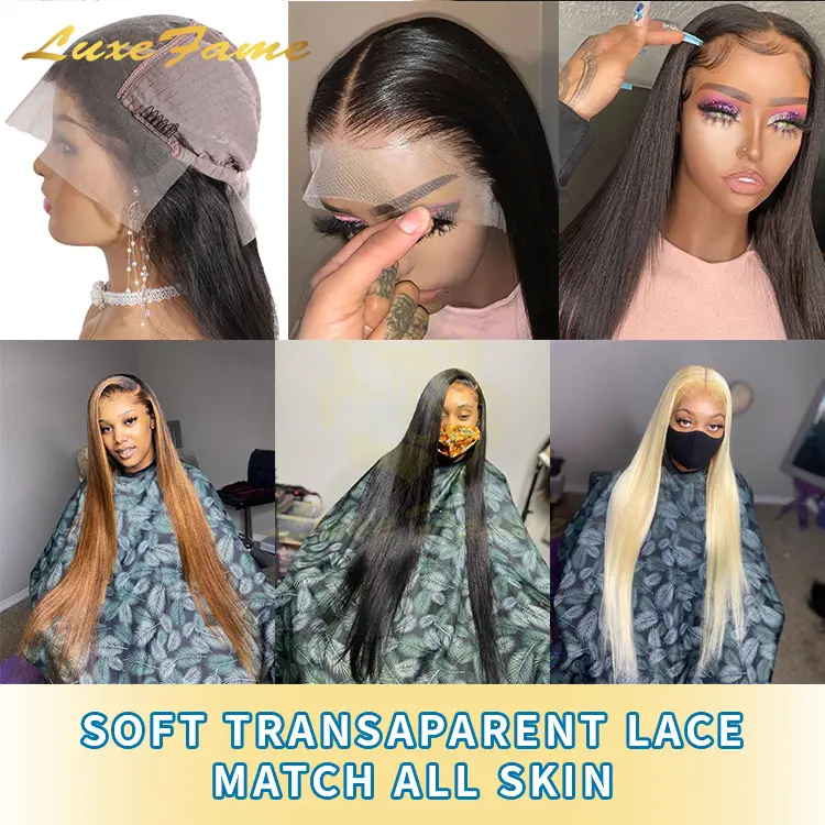 Raw Indian Temple 40Inch Long Hair Wholesale100% Human Hair Natural Black Cuticle Aligned Wig Human Hair HD Lace Front Wigs