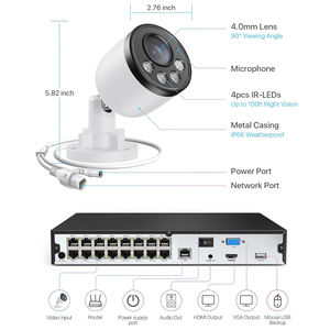 Système de caméra de sécurité IP66 étanche avec 8 caméras PoE 4K 8MP, détection humaine IA, vision nocturne couleur, NVR 4K 16 canaux et disque dur 4 To - Product Image 5