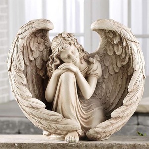 Al por mayor pequeño ángel niño escultura <span class=keywords><strong>de</strong></span> mármol blanco tallado europeo jardín paisaje Ángel bebé figura estatua Decoración - Product Image 2