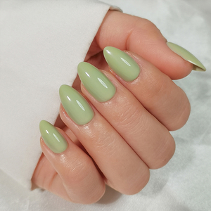 Juego de Uñas Postizas Reutilizables Cortas en Forma de Almendra, CPNP MSDS, Venta al por Mayor, Color <span class=keywords><strong>Verde</strong></span> Claro, Uñas de Gel Suave, Uñas Artificiales a Presión, En Gros - Product Image 2