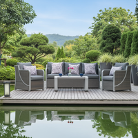 Ensemble de canapés modernes en rotin tressé imperméable pour l'extérieur, idéal pour les restaurants, les hôtels et les fermes - Mobilier de jardin et de terrasse