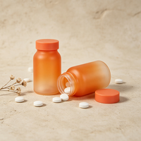 Flacon en verre peint dégradé orange 120 ml 150 ml avec bouchon à vis orange pour vitamines