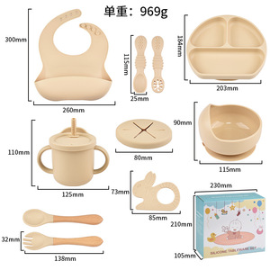 Nouvel ensemble d'assiettes et de bols d'alimentation pour bébé en silicone de qualité alimentaire avec compartiments, personnalisable - Product Image 2