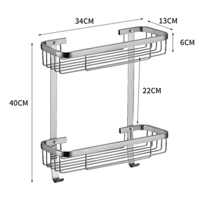 Moderno Portaoggetti Angolare da Parete in Acciaio Inox 304 per <span class=keywords><strong>Doccia</strong></span>, Organizzatore Portatile con Portasciugamani per Bagno - Product Image 4