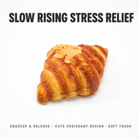 Jouet Squishy Croissant avec design brillant, morceaux de noix croquants et motif salé, anti-stress, se repulpe après pressage, décoration de bureau