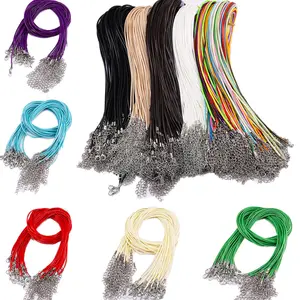 Cuerda de cuero de 2mm, cadena de cuerda de cera para pulsera, collar, venta al por mayor