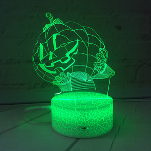 7 couleurs changeantes 3D fissure Lumière tête de citrouille Halloween 2 illusion visuelle LED <span class=keywords><strong>lampe</strong></span> créatif figurine jouet De Noël - Product Image 2