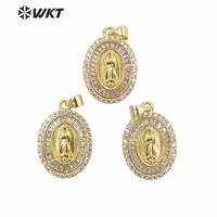 WT-MP279 plus récent Style Vintage divinité féminine en forme de forme ronde Zircon cubique Madonna Design pendentif