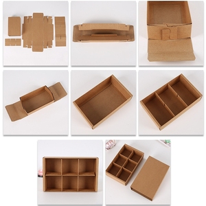 Boîte d'emballage en papier kraft pour cupcakes, pâtisseries, desserts, sushis, chocolats et truffes, avec tiroir et séparateurs, en matériaux recyclés, vente en gros - Product Image 2