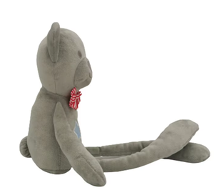 Uzun Bacaklı Peluş Oyuncak Ayı - Papyon ve Yıldız Süslemeli Sevimli Gri Peluş Ayı |   Yumuşak Bebek Çocuklar İçin Sarılma Oyuncağı Hediyesi - Product Image 5