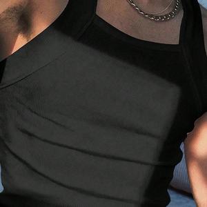 <b>Men's</b> Oversized Summer Fitness <b>Tank</b> <b>Top</b> Casual Sports 180g Plus Size Polyester Sleeveless with Print Decoration Solid Colour - Product Image 2