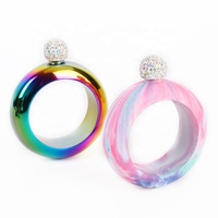 Termos Gelang Stainless Steel, Kualitas Tinggi 3.5Oz, Termos Pinggul Portabel Bulat untuk Wanita