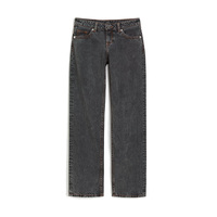 Jean en denim décontracté pour femme, taille mi-haute, coupe droite, respirant, en tissu extensible lisse, coupe flatteuse, lavable, idéal pour le week-end et le style urbain