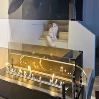 Cheminée moderne autoportante en acier bio éthanol de 1300mm Décor intérieur inséré avec de l'alcool et du carburant Grandes cheminées