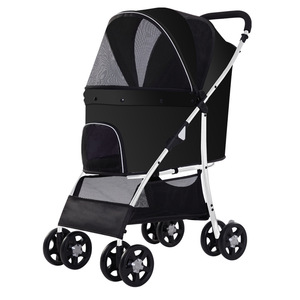 Portable Outdoor Foldable Dog <b>Stroller</b> Cart Luxury Elegant Cloth Pet Trolley Cup Holder Wheels Small Size Featuring Animal - Product Image 2