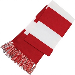 Écharpe en acrylique rouge et blanc à blocs de couleur, longue à franges, accessoire de mode d'hiver pour homme, style classique, adulte - Product Image 1