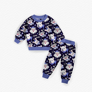 Pyjama bébé en viscose de bambou 95% et élasthanne 5%, 2 pièces, vente en gros, personnalisé, motif occidental, ensemble de pyjamas pour enfants en bambou - Product Image 3