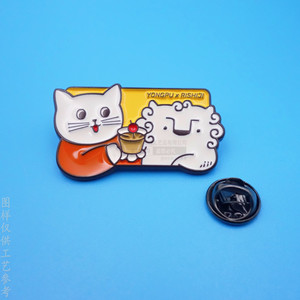 Insignia Metálica Personalizada con Diseño de Gato de Dibujos Animados, Hebilla de Mariposa de Aleación de Zinc Esmaltada, Artículo Promocional Publicitario - Product Image 1