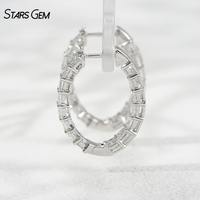 Boucles d'oreilles StarsGem de luxe unisexe, diamant de laboratoire taille princesse 2,94 ct, couleur D, or massif 10 carats, pureté 41,7 %