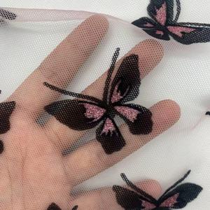 Tela de malla de tul transpirable de nailon 100%, tul brillante Flocado de mariposa suave ligero para mujer, vestido de fiesta de baile, tutú - Product Image 6