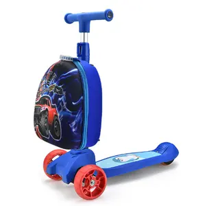 बच्चों के फोल्डिंग सामान के लिए सामान के साथ शीर्ष बिक्री वाला प्रतिष्ठित ट्रॉली सूटकेस, बच्चों के बैग के साथ तीन पहिया बच्चों का स्कूटर - Product Image 1