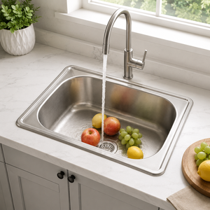 Fregadero de Cocina Cuadrado de Acero Inoxidable de Una Sola Cubeta TADT Premium, Superficie Satinada Cepillada, Instalación en Encimera, Diseño Moderno para - Product Image 6