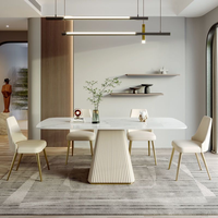 ATUNUS Table lumineuse en pierre de luxe légère, table en béton simple et moderne, tables et chaises de salle à manger rectangulaires haut de gamme