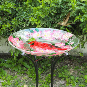 Kardinal genişliği bahçe dekor çim Yard veranda lekeli cam kase kuş banyo besleyici özelleştirilmiş renk Hummingbird bahçe dekor - Product Image 5