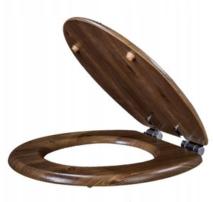 Nuevo modelo de cubierta de asiento de inodoro de madera para baño con <span class=keywords><strong>bisagra</strong></span> de Metal duradera - Product Image 3