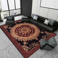 Tapis et carpettes noirs et bleus pour salon, grand tapis persan vintage personnalisé, imprimé, moelleux, lavable, tapis de chambre à coucher