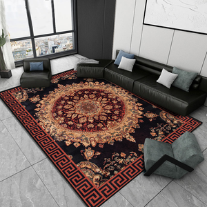 Tapis et carpettes noirs et bleus pour salon, grand tapis persan vintage personnalisé, imprimé, moelleux, lavable, tapis de chambre à coucher - Product Image 5
