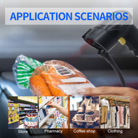 Escáner de Código de Barras 1D Xincode con Soporte, Lector de Código de Barras Manual con Cable, Escáner Láser USB para Almacén X-520AT