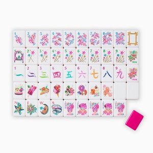Nouvel ensemble de mahjong de voyage personnalisé Glitterville, 160 tuiles gravées, en acrylique rose de luxe à 4 couches, portable, style américain, minimum 1 ensemble - Product Image 3
