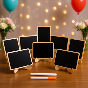 Mini pizarra rectangular de madera con soporte para tarjetas, decoraciones para bodas, fiestas de cumpleaños, reutilizables para interiores - Product Image 2