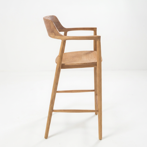 Chaise de bar en bois massif de style scandinave moderne pour la maison, le bar, l'hôtel, la villa - Product Image 1