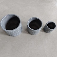 Juego de 3 Macetas de Flores de Hormigón Minimalistas de Alta Calidad, Color Gris Texturizado, Ecológicas, para Interiores/Exteriores, para Decoración del Hogar y Jardín