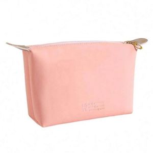 Bolsa de Maquillaje Plegable Portátil de Viaje, Color Caramelo, Forma de Dumpling, Impermeable, de PU Mate, para Mujer - Product Image 1