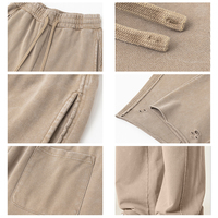 Pantalon de survêtement large pour homme, style streetwear vintage délavé, déchiré, 370 GSM, 100 % coton French Terry, Hip Hop Jogger