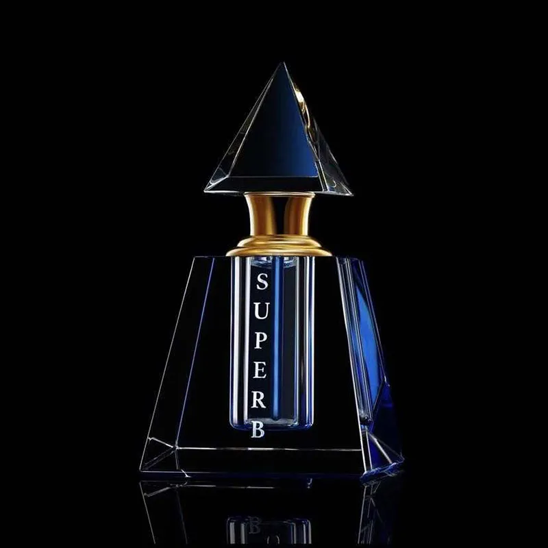 新着ピラミッドエッセンシャル香水オイルボトルクリスタル空詰め替えガラスオイルボトルアートデコレーション用
