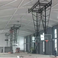 Panier de basket pliable en métal robuste pour plafond, avec anneau détachable, support réglable peu encombrant et panneau arrière en verre trempé