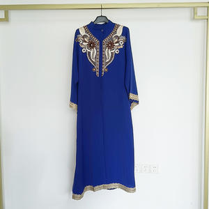 R-55新款伊斯兰阿巴亚连衣裙阿拉伯女士长袖奈达面料手工蕾丝女性穆斯林现货 - Product Image 4
